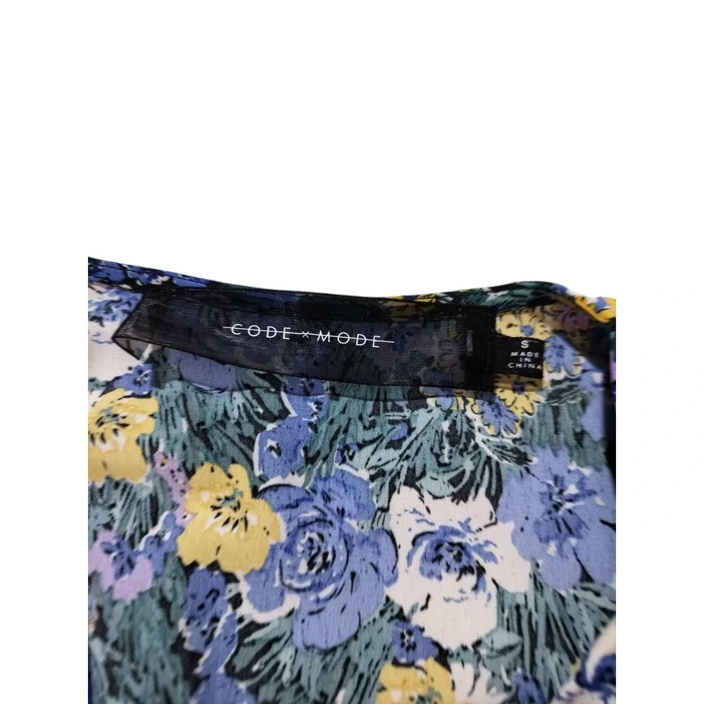 Code x Mode Women's‎ Blue Yellow Ruffle Tiered Floral Casual Maxi Dress Size S
